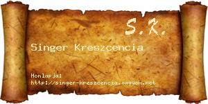 Singer Kreszcencia névjegykártya